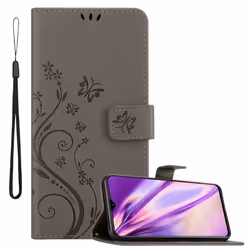 Coque pour Realme X2 / XT / Oppo K5 Housse en GRIS FLORAL Etui Case Cover Protection Floral Portefeuille Wallet