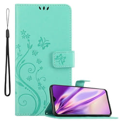 Coque pour Realme X2 / XT / Oppo K5 Housse en TURQUOISE FLORAL Etui Case Cover Protection Floral Portefeuille Wallet