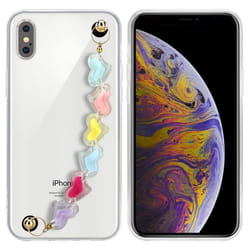 Coque pour Apple iPhone XS MAX en Transparent avec des cœurs colorés Housse Cover Case en Silicone TPU flexible avec chaîne de
