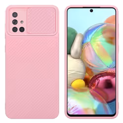 Housse pour Samsung Galaxy A71 4G Coque en Bonbon Rose Etui Case Cover Silicone TPU et protection pour appareil photo