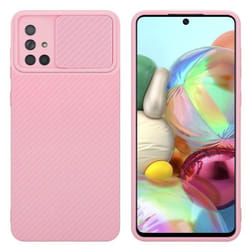 Housse pour Samsung Galaxy A71 4G Coque en Bonbon Rose Etui Case Cover Silicone TPU et protection pour appareil photo