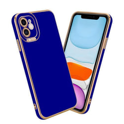 Coque pour Apple iPhone 11 Housse en Glossy Bleu - Or Rose Etui Case Cover Silicone TPU et protection pour appareil photo