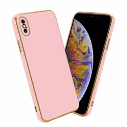 Housse pour Apple iPhone XS MAX Coque en Glossy Rose - Or Etui Case Cover Silicone TPU et protection pour appareil photo