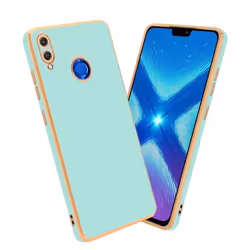 Housse pour Honor 8X Coque en Glossy Vert Menthe - Or Etui Case Cover Silicone TPU et protection pour appareil photo