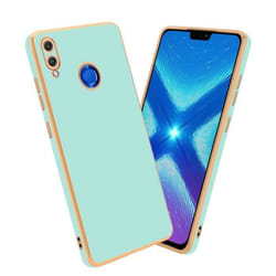 Housse pour Honor 8X Coque en Glossy Vert Menthe - Or Etui Case Cover Silicone TPU et protection pour appareil photo