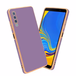Housse pour Samsung Galaxy A7 2018 - CADORABO - Coque en Silicone TPU - Protection Caméra - Lilas et Or - Souple
