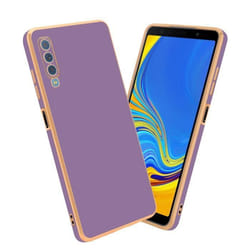 Housse pour Samsung Galaxy A7 2018 - CADORABO - Coque en Silicone TPU - Protection Caméra - Lilas et Or - Souple