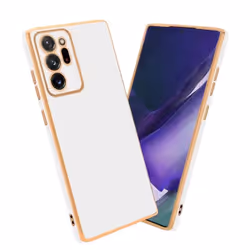Housse pour Samsung Galaxy NOTE 20 ULTRA Coque en Glossy Blanc - Or Etui Case Cover Silicone TPU et protection pour appareil  ...