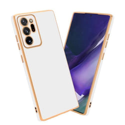 Housse pour Samsung Galaxy NOTE 20 ULTRA Coque en Glossy Blanc - Or Etui Case Cover Silicone TPU et protection pour appareil photo
