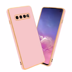 Housse pour Samsung Galaxy S10 4G Coque en Glossy Rose - Or Etui Case Cover Silicone TPU et protection pour appareil photo