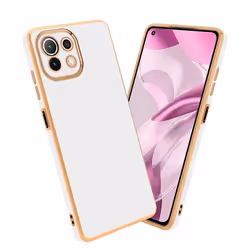 Housse pour Xiaomi Mi 11 LITE (4G / 5G) / 11 LITE NE Coque en Glossy Blanc - Or Etui Case Cover Silicone TPU et protection po ...