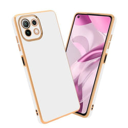 Housse pour Xiaomi Mi 11 LITE (4G / 5G) / 11 LITE NE Coque en Glossy Blanc - Or Etui Case Cover Silicone TPU et protection pour