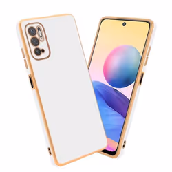 Housse pour Xiaomi RedMi NOTE 10 5G / POCO M3 PRO 5G Coque en Glossy Blanc - Or Etui Case Cover Silicone TPU et protection po ...