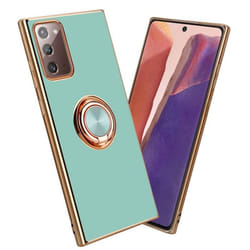 Housse pour Samsung Galaxy NOTE 20 Coque en Glossy Turquoise - Or Etui Case Cover Silicone TPU flexible avec protection Camera