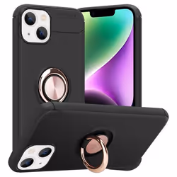 Coque pour Apple iPhone 14 PLUS Housse en NOIR - OR ROSE Case Cover Etui Protection anneau de focalisation Silicone TPU