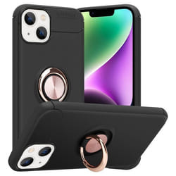 Coque pour Apple iPhone 14 PLUS Housse en NOIR - OR ROSE Case Cover Etui Protection anneau de focalisation Silicone TPU