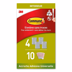 Crochets de fixation - 3M - PH048-4 - Argenté - 4 crochets - 36 kg max