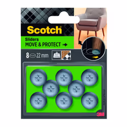 Lot de 8 patins adhésifs alvéolé eur, SCOTCH, diam. 22 mm, gris