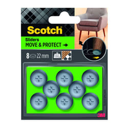 Lot de 8 patins adhésifs alvéolé eur, SCOTCH, diam. 22 mm, gris