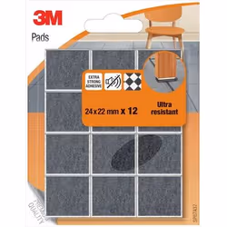 3M SP87A37, Gris, Fibre, Rectangulaire, 24 mm, 22 mm, 12 pièce(s)