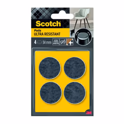 Lot de 4 patins feutre adhésif, SCOTCH, diam. 34 mm, gris