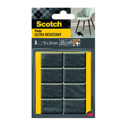 Lot de 8 patins feutre adhésif, SCOTCH, 35 x 24 mm, gris