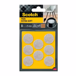 Lot de 8 patins feutre en laine adhésif Scotch diam. 25 mm, beige