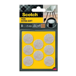 Lot de 8 patins feutre en laine adhésif Scotch diam. 25 mm, beige
