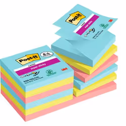 Post-It R330-SSCOS-P8+4, Carré, Bleu, Vert, Rose, Papier, PEFC, 76 mm, 76 mm
