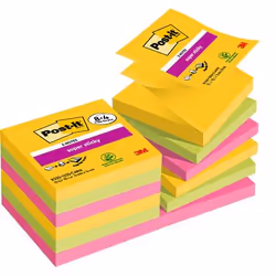 Post-It R330-SSCARN-P8+4, Carré, Bleu, Vert, Orange, Rose, Jaune, Papier, PEFC, 76 mm, 76 mm