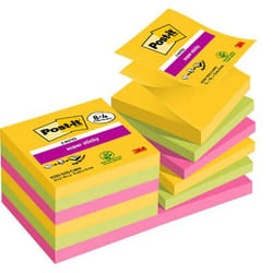 Post-It R330-SSCARN-P8+4 Carré Bleu, Vert, Orange, Rose, Jaune 90 feuilles Auto-adhésif