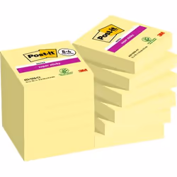 Post-It 622-SSCY-P8+4, Carré, Jaune, Papier, PEFC, 47,6 mm, 47,6 mm
