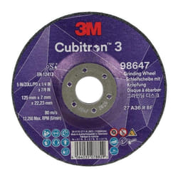 3M - Meule à ébarber Cubitron™ 3 D125xÉp.7 mm granulation 36 contre-coudé ™ Cubitron™ 3 perçage de 22,23 mm