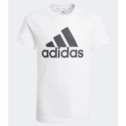 T-shirt de sport enfant Adidas blanc/noir - manches courtes - running - respirant