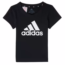 Tee-shirt de sport fille ADIDAS noir/blanc manches courtes respirant pour running