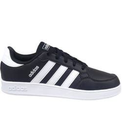 Chaussures Basket-ball ADIDAS Breaknet K Blanc-Noir - Mixte/Enfant - Synthétique