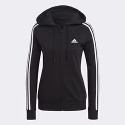 Veste à capuche Essentials French Terry 3-Stripes Full-Zip en Noir