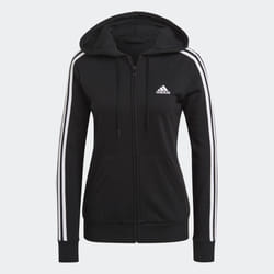 Veste à capuche Essentials French Terry 3-Stripes Full-Zip en Noir