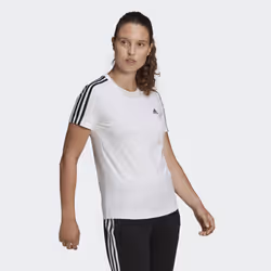Adidas Loungewear Essentials Slim 3-stripes Tee Tee-shirt Encolure torsadée Manche courte Coton