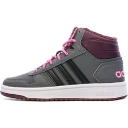 Baskets Grises Fille Adidas Hoops Mid 2.0 K - ADIDAS - Synthétique - Grey - Blanc - Fille - Enfant - Lacets