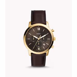 Fossil Montre chronographe Neutra en cuir brun, Imperméable