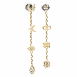 Boucles doreille - FOSSIL - Sutton icones dorés - Acier inoxydable - Oxyde de zirconium - Jaune