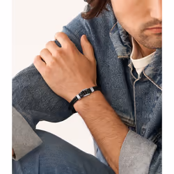 Fossil JF04202040 bracelet Bracelet tressé Mâle Cuir, Acier inoxydable