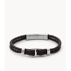 Fossil JF04203040 bracelet Bracelet tressé Mâle Simili-cuir, Acier inoxydable