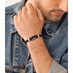 Fossil JF04203040 bracelet Bracelet tressé Mâle Simili-cuir, Acier inoxydable