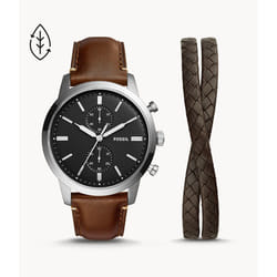 Fossil Townsman Montre bracelet Mâle Marron Argent