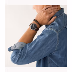 Fossil Townsman Montre bracelet Mâle Marron Argent