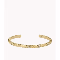 Fossil Bracelet jonc Vintage Twists en acier inoxydable, doré, Bracelet à manchette, Femelle, Acier inoxydable