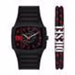 Montre - Diesel - DZ2191SET - Silicone Noir - Étanchéité 3 ATM - Boîtier Rectangulaire