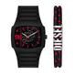 Montre - Diesel - DZ2191SET - Silicone Noir - Étanchéité 3 ATM - Boîtier Rectangulaire